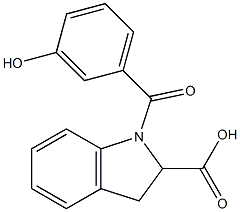 1-[(3-hydroxyphenyl)carbonyl]-2,3-dihydro-1H-indole-2-carboxylic acid Struktur