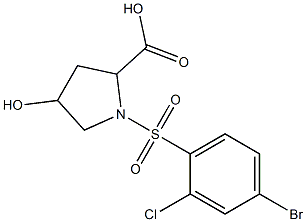 1-[(4-bromo-2-chlorobenzene)sulfonyl]-4-hydroxypyrrolidine-2-carboxylic acid Struktur