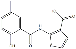 2-[(2-hydroxy-5-methylbenzene)amido]thiophene-3-carboxylic acid Struktur