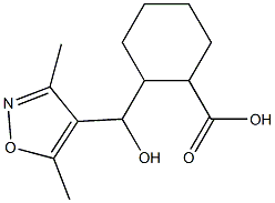 2-[(3,5-dimethyl-1,2-oxazol-4-yl)(hydroxy)methyl]cyclohexane-1-carboxylic acid Struktur