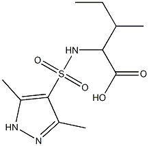 2-[(3,5-dimethyl-1H-pyrazole-4-)sulfonamido]-3-methylpentanoic acid Struktur