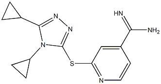 2-[(4,5-dicyclopropyl-4H-1,2,4-triazol-3-yl)sulfanyl]pyridine-4-carboximidamide Struktur