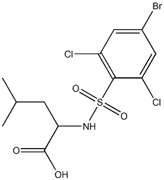 2-[(4-bromo-2,6-dichlorobenzene)sulfonamido]-4-methylpentanoic acid Struktur