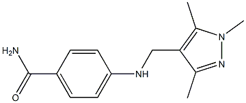 4-{[(1,3,5-trimethyl-1H-pyrazol-4-yl)methyl]amino}benzamide Struktur