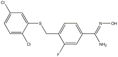 4-{[(2,5-dichlorophenyl)sulfanyl]methyl}-3-fluoro-N'-hydroxybenzene-1-carboximidamide Struktur