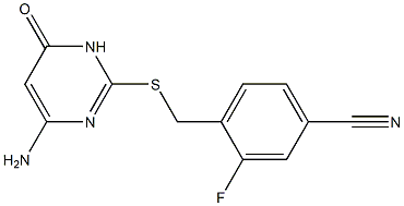 4-{[(4-amino-6-oxo-1,6-dihydropyrimidin-2-yl)sulfanyl]methyl}-3-fluorobenzonitrile Struktur