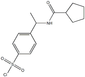 4-{1-[(cyclopentylcarbonyl)amino]ethyl}benzenesulfonyl chloride Struktur