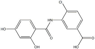 4-chloro-3-[(2,4-dihydroxybenzene)amido]benzoic acid Struktur