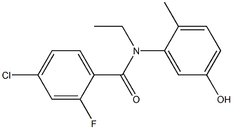 4-chloro-N-ethyl-2-fluoro-N-(5-hydroxy-2-methylphenyl)benzamide Struktur