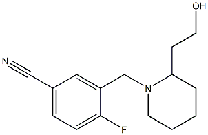 4-fluoro-3-{[2-(2-hydroxyethyl)piperidin-1-yl]methyl}benzonitrile Struktur