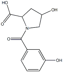 4-hydroxy-1-(3-hydroxybenzoyl)pyrrolidine-2-carboxylic acid Struktur