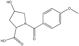 4-hydroxy-1-(4-methoxybenzoyl)pyrrolidine-2-carboxylic acid Struktur