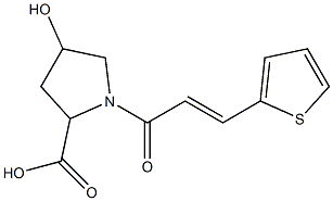 4-hydroxy-1-[(2E)-3-thien-2-ylprop-2-enoyl]pyrrolidine-2-carboxylic acid Struktur