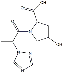 4-hydroxy-1-[2-(1H-1,2,4-triazol-1-yl)propanoyl]pyrrolidine-2-carboxylic acid Struktur