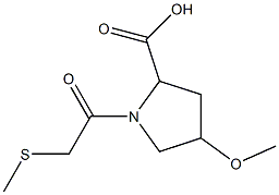 4-methoxy-1-[2-(methylsulfanyl)acetyl]pyrrolidine-2-carboxylic acid Struktur