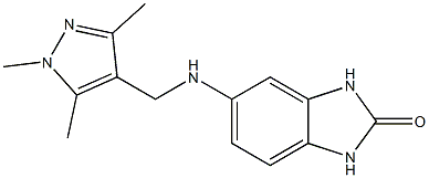 5-{[(1,3,5-trimethyl-1H-pyrazol-4-yl)methyl]amino}-2,3-dihydro-1H-1,3-benzodiazol-2-one Struktur