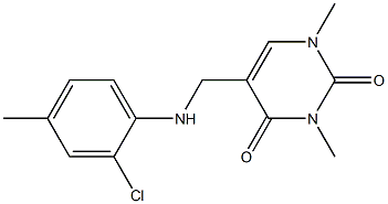 5-{[(2-chloro-4-methylphenyl)amino]methyl}-1,3-dimethyl-1,2,3,4-tetrahydropyrimidine-2,4-dione Struktur