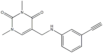 5-{[(3-ethynylphenyl)amino]methyl}-1,3-dimethyl-1,2,3,4-tetrahydropyrimidine-2,4-dione Struktur