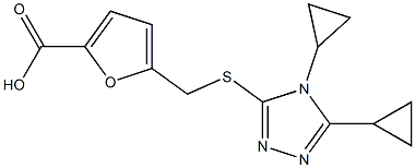 5-{[(4,5-dicyclopropyl-4H-1,2,4-triazol-3-yl)sulfanyl]methyl}furan-2-carboxylic acid Struktur