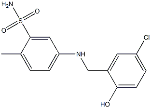 5-{[(5-chloro-2-hydroxyphenyl)methyl]amino}-2-methylbenzene-1-sulfonamide Struktur