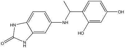 5-{[1-(2,4-dihydroxyphenyl)ethyl]amino}-2,3-dihydro-1H-1,3-benzodiazol-2-one Struktur