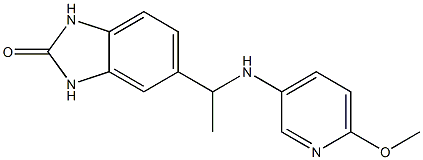 5-{1-[(6-methoxypyridin-3-yl)amino]ethyl}-2,3-dihydro-1H-1,3-benzodiazol-2-one Struktur