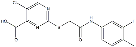 5-chloro-2-({2-[(3-fluoro-4-methylphenyl)amino]-2-oxoethyl}thio)pyrimidine-4-carboxylic acid Struktur