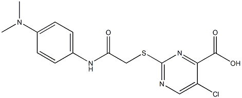 5-chloro-2-[(2-{[4-(dimethylamino)phenyl]amino}-2-oxoethyl)thio]pyrimidine-4-carboxylic acid Struktur