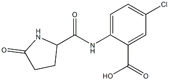 5-chloro-2-{[(5-oxopyrrolidin-2-yl)carbonyl]amino}benzoic acid Struktur