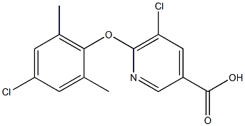 5-chloro-6-(4-chloro-2,6-dimethylphenoxy)pyridine-3-carboxylic acid Struktur