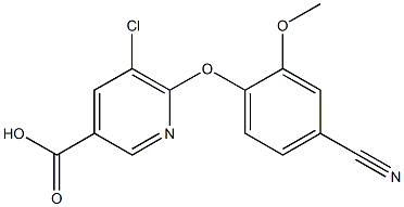 5-chloro-6-(4-cyano-2-methoxyphenoxy)pyridine-3-carboxylic acid Struktur