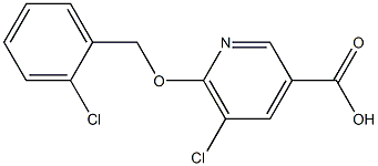 5-chloro-6-[(2-chlorophenyl)methoxy]pyridine-3-carboxylic acid Struktur