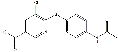 5-chloro-6-[(4-acetamidophenyl)sulfanyl]pyridine-3-carboxylic acid Struktur