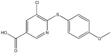 5-chloro-6-[(4-methoxyphenyl)sulfanyl]pyridine-3-carboxylic acid Struktur