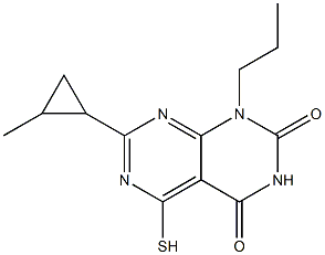 5-mercapto-7-(2-methylcyclopropyl)-1-propylpyrimido[4,5-d]pyrimidine-2,4(1H,3H)-dione Struktur