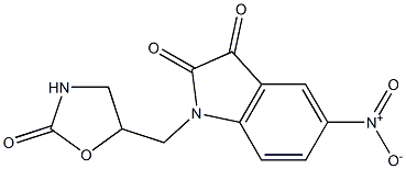 5-nitro-1-[(2-oxo-1,3-oxazolidin-5-yl)methyl]-2,3-dihydro-1H-indole-2,3-dione Struktur