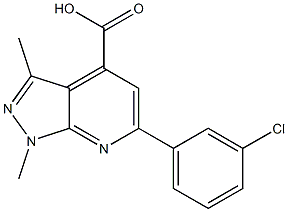 6-(3-chlorophenyl)-1,3-dimethyl-1H-pyrazolo[3,4-b]pyridine-4-carboxylic acid Struktur