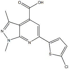 6-(5-chlorothiophen-2-yl)-1,3-dimethyl-1H-pyrazolo[3,4-b]pyridine-4-carboxylic acid Struktur