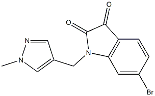 6-bromo-1-[(1-methyl-1H-pyrazol-4-yl)methyl]-2,3-dihydro-1H-indole-2,3-dione Struktur