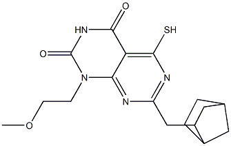 7-(bicyclo[2.2.1]hept-2-ylmethyl)-5-mercapto-1-(2-methoxyethyl)pyrimido[4,5-d]pyrimidine-2,4(1H,3H)-dione Struktur