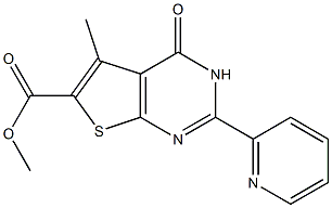 methyl 5-methyl-4-oxo-2-(pyridin-2-yl)-3H,4H-thieno[2,3-d]pyrimidine-6-carboxylate Struktur