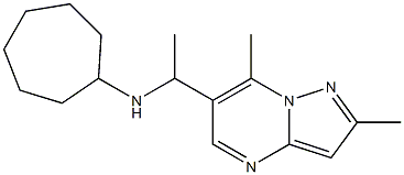 N-(1-{2,7-dimethylpyrazolo[1,5-a]pyrimidin-6-yl}ethyl)cycloheptanamine Struktur