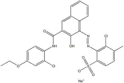 3-Chloro-4-methyl-2-[[3-[[(2-chloro-4-ethoxyphenyl)amino]carbonyl]-2-hydroxy-1-naphtyl]azo]benzenesulfonic acid sodium salt Struktur