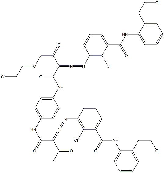 3,3'-[2-[(2-Chloroethyl)oxy]-1,4-phenylenebis[iminocarbonyl(acetylmethylene)azo]]bis[N-[2-(2-chloroethyl)phenyl]-2-chlorobenzamide] Struktur