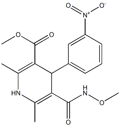 2,6-Dimethyl-4-(3-nitrophenyl)-5-[(methoxyamino)carbonyl]-1,4-dihydropyridine-3-carboxylic acid methyl ester Struktur