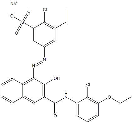 2-Chloro-3-ethyl-5-[[3-[[(2-chloro-3-ethoxyphenyl)amino]carbonyl]-2-hydroxy-1-naphtyl]azo]benzenesulfonic acid sodium salt Struktur