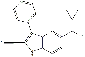 5-Chloro-1-cyclopropylmethyl-3-phenyl-1H-indole-2-carbonitrile Struktur