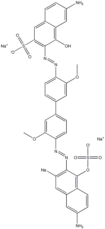 6-Amino-4-hydroxy-3-[[4'-[(6-amino-1-hydroxy-3-sodiosulfo-2-naphthalenyl)azo]-3,3'-dimethoxy-1,1'-biphenyl-4-yl]azo]naphthalene-2-sulfonic acid sodium salt Struktur