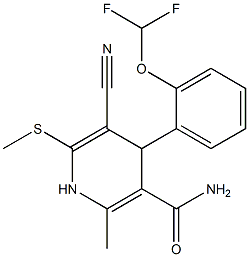 3-Cyano-1,4-dihydro-6-methyl-2-methylthio-4-(2-difluoromethoxyphenyl)pyridine-5-carboxamide Struktur