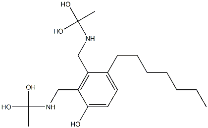 2,3-Bis[[(1,1-dihydroxyethyl)amino]methyl]-4-heptylphenol Struktur